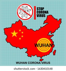 Illustration vector graphic of Alert Corona Virus Outbreak with China Map in the background