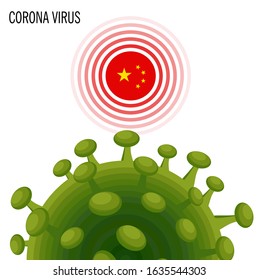 Illustration vector graphic of Alert corona virus outbreak with China flag on white background. Wuhan virus disease. Corona Virus. Good for template background, banner, poster, etc.