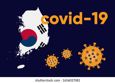 Illustration Vektorillustration Grafik von Alert corona Virus Ausbruch mit Südkorea Karte im Hintergrund. Karte von Südkorea mit tödlichem Corona-Virus. Gefährliches chinesisches Ncov-Corona-Virus. Vektorillustration EPS10. 