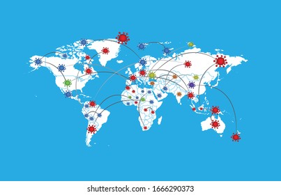 Illustration Vector Graphic Of Alert Corona Virus Outbreak With China,map And World Map In The Background. 