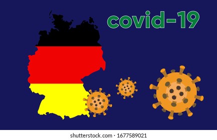 Ilustración vectorial gráfico de brote de virus de la corona de Alerta con Alemania mapa en el fondo. Mapa de Alemania con mortal virus de la corona. Peligroso virus chino de la corona ncov. Vector EPS10.covid-19.