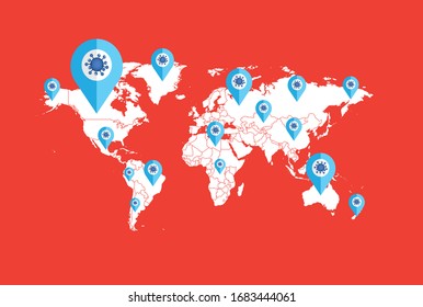 Illustration vector graphic of Alert corona virus outbreak with China,map and world map in the background.