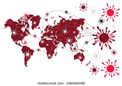 Illustration vector graphic of Alert corona virus outbreak with China,map and world map in the background.