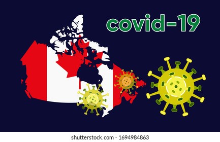 Illustration vector graphic of Alert corona virus outbreak with Canada map in the background. Map of Canada with deadly corona virus. Dangerous chinese ncov corona virus. Vector EPS10.