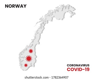 Illustration vector graphic of Alert corona virus outbreak with norway map in the background. Awareness prevention update concept. EPS10 vector illustration.