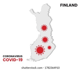 Illustration vector graphic of Alert corona virus outbreak with finland map in the background. Awareness prevention update concept. EPS10 vector illustration.