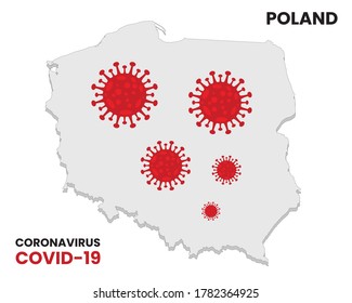 Illustration vector graphic of Alert corona virus outbreak with poland map in the background. Awareness prevention update concept. EPS10 vector illustration.
