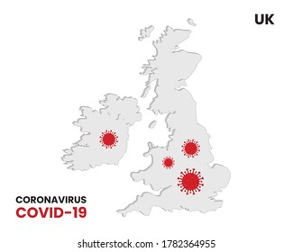 Illustration vector graphic of Alert corona virus outbreak with UK map in the background. Awareness prevention update concept. EPS10 vector illustration.