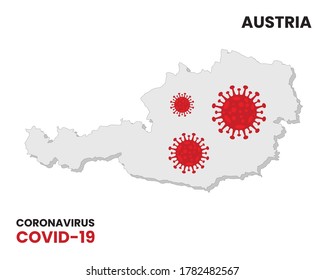 Illustration vector graphic of Alert corona virus outbreak with austria map in the background. Awareness prevention update concept. EPS10 vector illustration.