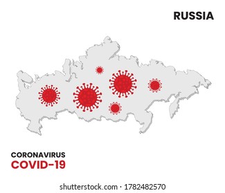 Illustration vector graphic of Alert corona virus outbreak in russia map in the background. Awareness prevention update concept. EPS10 vector illustration.