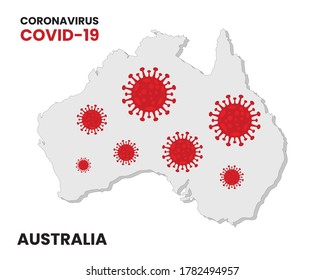 Illustration vector graphic of Alert corona virus outbreak with australia map in the background. Awareness prevention update concept. EPS10 vector illustration.