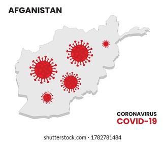 Illustration vector graphic of Alert corona virus outbreak with afganistan map in the background. Awareness prevention update concept. EPS10 vector illustration.