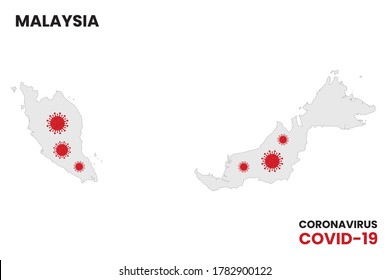 Illustration, Vektorgrafik von Alert corona Virus Ausbruch mit Malaysia Karte im Hintergrund. Aktualisierungskonzept für die Sensibilisierung. EPS10 Vektorgrafik.