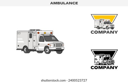 Illustration vector  graphic of Ambulance, colorful and black and white color variation,  Logo Badge Template vector