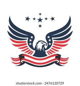 Illustration vector graphic of american flag at the falcon logo