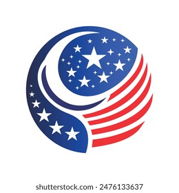 Illustration vector graphic of  american flag at the ball logo