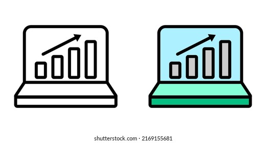 Illustration Vector Graphic of Analytics, graph, laptop Icon