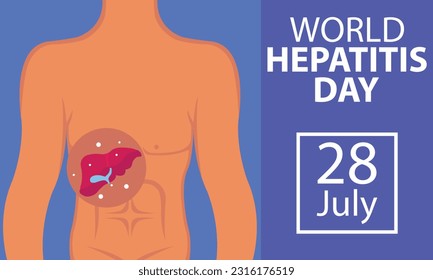 ilustración vectorial gráfico de la parte anatómica del cuerpo humano, mostrando un hígado infectado por virus, perfecto para el día internacional, el día mundial de la hepatitis, celebrar, tarjetas de felicitación, etc.
