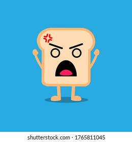 Illustration vector graphic of angry bread cartoon character