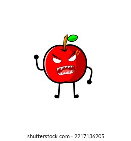 Gráfico vectorial de ilustración de personaje de manzana roja enojado