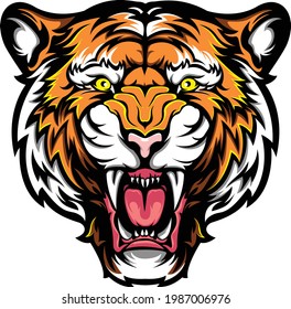 illustration vector graphic of angry tiger head good for marcendais,aparel,tshert,logo 