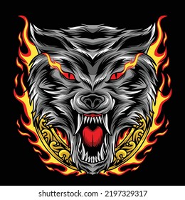 Illustration vector graphic of angry wolf. Can be used as t-shirt