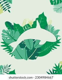 illustration vector graphic of animal in background leaf perfect for design background banner 