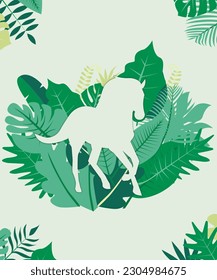 illustration vector graphic of animal in background leaf perfect for design background banner 