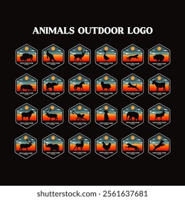 
Illustration vector graphic of ANIMAL  SILHOUETTE OUTDOOR'S BUNDLE LOGO VECTOR ILLUSTRATION for apparel design merchandise, such as logos on product packaging
