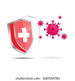 Illustration vector graphic of antibacterial or anti-virus shield. Healthy shield reflect bacteria or virus attack. Shield protection. Healthcare concept.