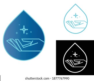 ilustración vectorial gráfico de caída antiséptica y una mano buena para productos de medecina