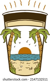 Illustration vector graphic of “Glasses Beach” for apparel design merchandise, such as logos on product packaging.