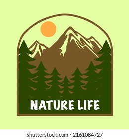 Illustration vector graphic of “Nature Life” for apparel design merchandise, such as logos on product packaging