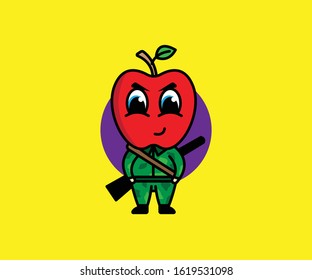 Illustration vector graphic of apple army character. Good for fruit proudts, logo, etc.