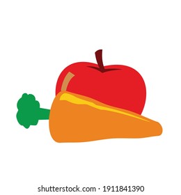illustration vector graphic of apple and carrot. good for healthy food symbol