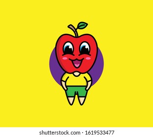 Illustration vector graphic of apple character. Good for fruit ptoducts, logo, etc.