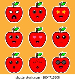 Illustration vector graphic of apple emoticon