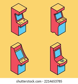 Illustration vector graphic of arcade game machine. Isometric arcade game machine. Flat.