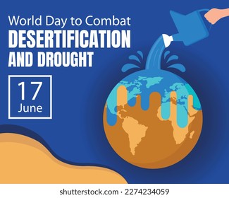 illustration vector graphic of the arid earth is sprinkled with water by hand, perfect for international day, world day to combat, desertification and drought, celebrate, greeting card, etc.