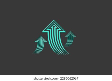 Ilustración vectorial gráfico de la tecnología digital de flecha en movimiento hacia arriba. Bien por el símbolo o logotipo