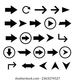 Illustration Vector Graphic of Arrow icon. Collection of arrows. Black arrow