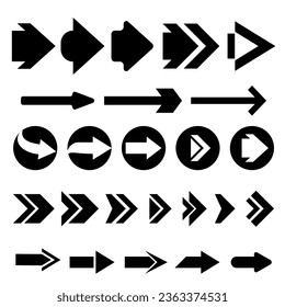 Illustration Vector Graphic of Arrow icon. Collection of arrows. Black arrow