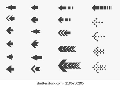 Illustration, Vektorgrafik von Pfeilen Richtung gesetzt. Jede Form. Gut für Symbol oder Symbol