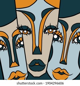 illustration vector graphic of art depicting three women with dazzling expressions: perfect for print on t-shirts or anything, canvas, wall decoration, etc.