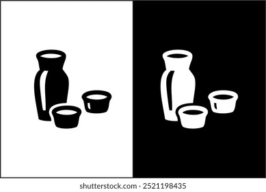 Illustration vector graphic of asian food icon, black and white