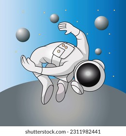 illustration vector graphic of an astronaut, doing, somersaults