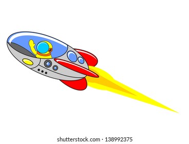illustration vector graphic of  astronaut explore the space with rocket