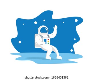 illustration vector graphic of an astronaut floating in space, perfect for technology, exploration, sains, education, etc.

