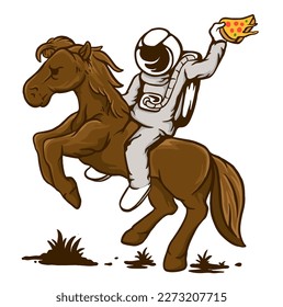 Illustration vector graphic of ASTRONAUT HORSE suitable for logo product also for design merchandise