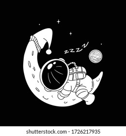 illustration vector graphic of astronaut sleep line art 